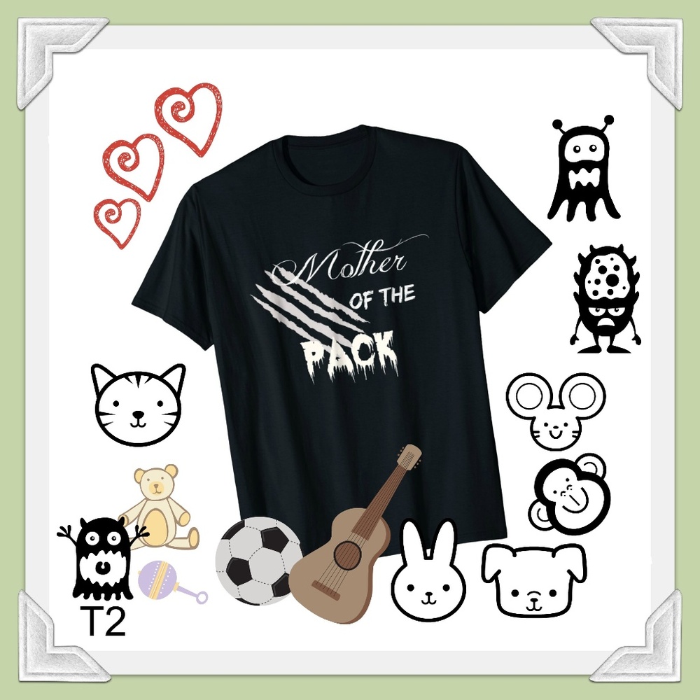 Mother Of The Pack Black T-Shirt Dogs & Kids